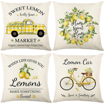 Lemon Throw Pillow Covers Decorative Pillowcases Summer Pillow Cover Outdoor Cushion Cases for Couch Sofa-A