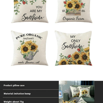 Sunflowers Throw Pillow Case Floral Decorative Outdoor Cushion Case for Home Linen Pillow Covers