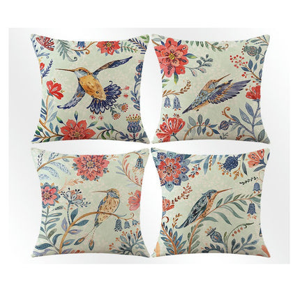 Outdoor Bird Decorative Throw Pillowcase Bird Flower Throw Pillow Covers for Home Couch Sofa Decor