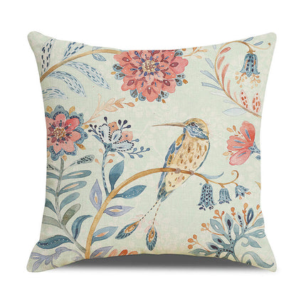 Outdoor Bird Decorative Throw Pillowcase Bird Flower Throw Pillow Covers for Home Couch Sofa Decor