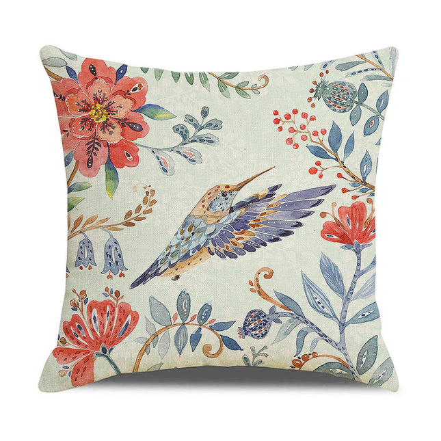 Outdoor Bird Decorative Throw Pillowcase Bird Flower Throw Pillow Covers for Home Couch Sofa Decor