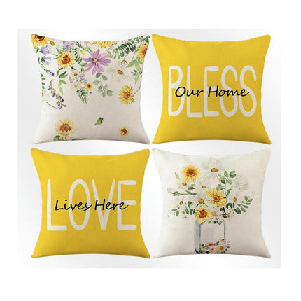 Outdoor Decorative Throw Pillowcase Flower Throw Pillow Covers for Home Couch Sofa Decor-A