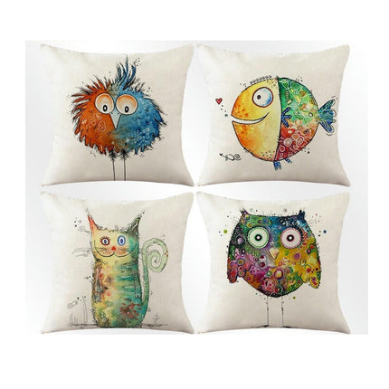 Outdoor Decorative Throw Pillowcase Cartoon Animals Throw Pillow Covers for Home Couch Sofa Decor