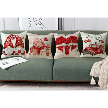 Valentines Day Throw Pillow Covers Love Hearts Decorative Pillowcase Cushion Covers Soft Pillow Cases-A