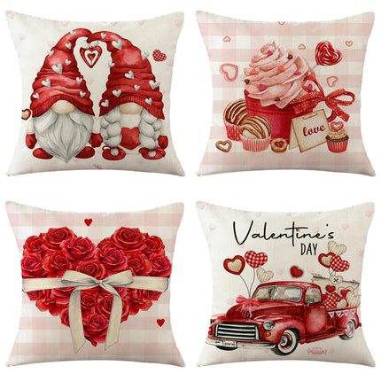 Valentines Day Throw Pillow Covers Love Hearts Decorative Pillowcase Cushion Covers Soft Pillow Cases-A