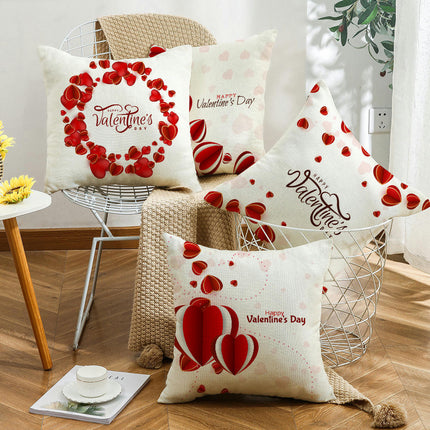 Valentines Day Throw Pillow Covers Love Hearts Decorative Pillowcase Cushion Covers Soft Pillow Cases-B
