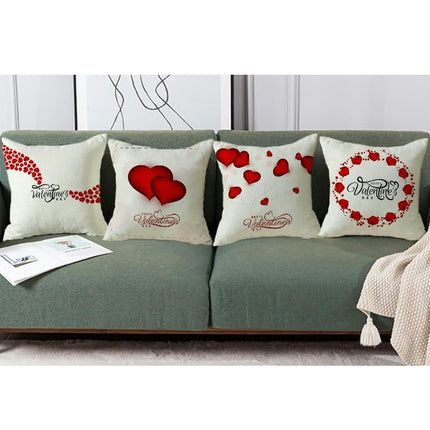 Valentines Day Throw Pillow Covers Love Hearts Decorative Pillowcase Cushion Covers Soft Pillow Cases-B