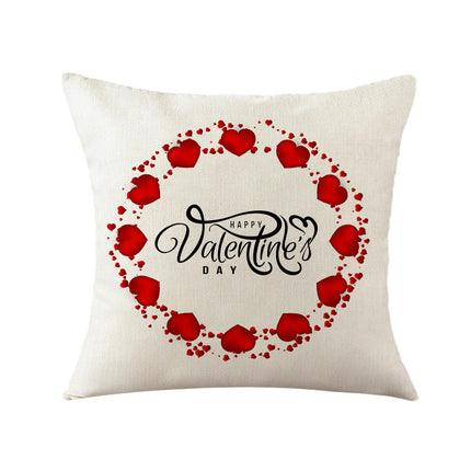 Valentines Day Throw Pillow Covers Love Hearts Decorative Pillowcase Cushion Covers Soft Pillow Cases-B