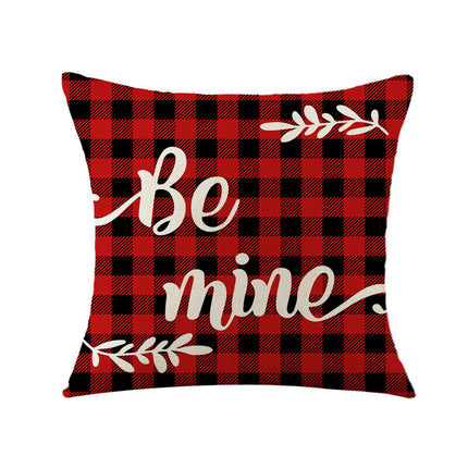 Valentines Day Pillow Covers Plaid Valentines Throw Pillowcase Linen Cushion Case for Home Decor