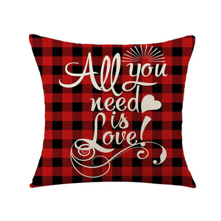 Valentines Day Pillow Covers Plaid Valentines Throw Pillowcase Linen Cushion Case for Home Decor