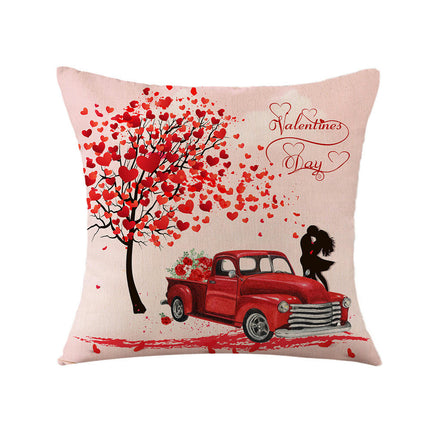 Valentines Day Pillow Covers Plaid Valentines Throw Pillowcase Linen Cushion Case for Home Decor