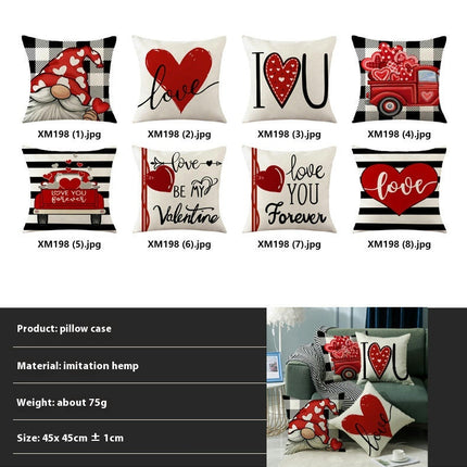Valentine Pillow Covers Love Heart Valentine's Day Decorative Throw Pillows Cases Decor for Home Sofa Bed