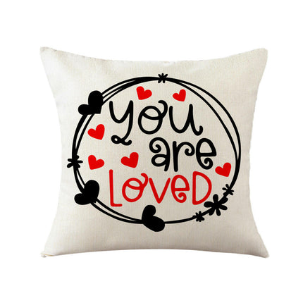 Valentine Pillow Covers Love Heart Valentine's Day Decorative Throw Pillows Cases Decor for Home Sofa Bed-A