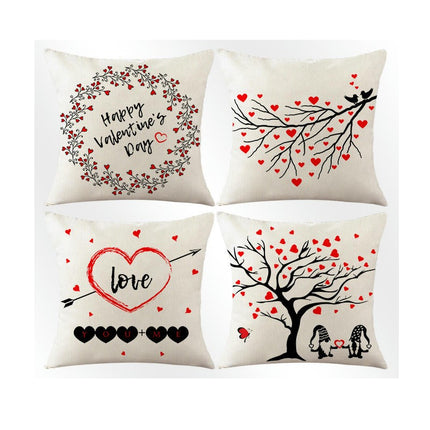 Valentine Pillow Covers Love Heart Valentine's Day Decorative Throw Pillows Cases Decor for Home Sofa Bed-A