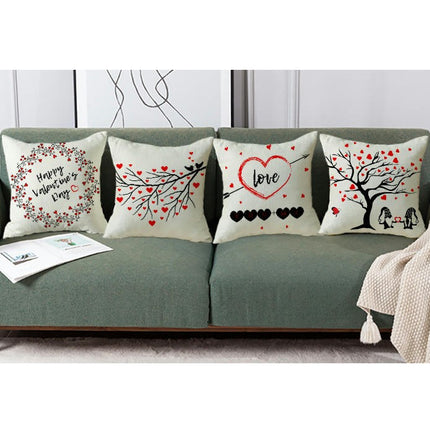 Valentine Pillow Covers Love Heart Valentine's Day Decorative Throw Pillows Cases Decor for Home Sofa Bed-A