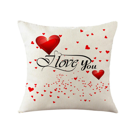 Valentine Pillow Covers Love Heart Valentine's Day Decorative Throw Pillows Cases Decor for Home Sofa Bed-A