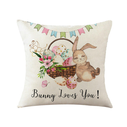 Easter Throw Pillow Covers Easter Decorative Pillow Covers Bunny Eggs Cushion Covers Pillow Cases for Home