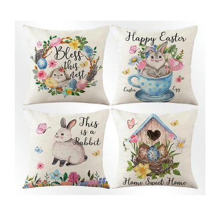 Easter Throw Pillow Covers Easter Decorative Pillow Covers Bunny Eggs Cushion Covers Pillow Cases for Home