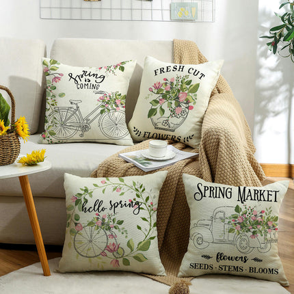 Floral Decorative Throw Pillow Covers Spring Flower Pillows Case Outdoor Cushion Covers for Sofa Home Decor-A