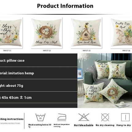 Pillow Cases Easter Bunny Decorative Throw Pillow Covers Outdoor Cushion Covers for Home Sofa Decor
