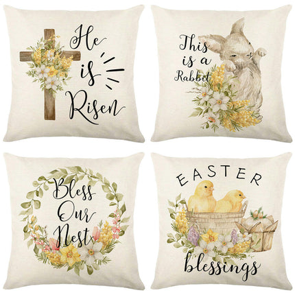 Pillow Cases Easter Bunny Decorative Throw Pillow Covers Outdoor Cushion Covers for Home Sofa Decor-A