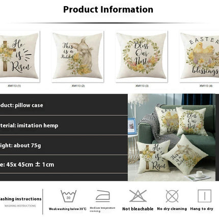 Pillow Cases Easter Bunny Decorative Throw Pillow Covers Outdoor Cushion Covers for Home Sofa Decor-A