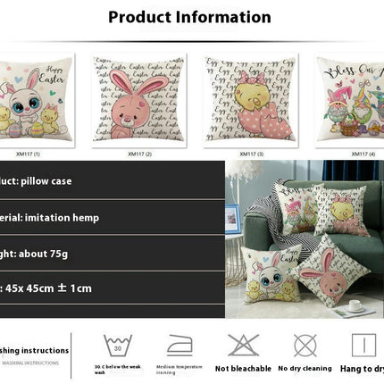 Pillow Cases Cartoon Bunny Decorative Throw Pillow Covers Outdoor Cushion Covers for Home Sofa Decor