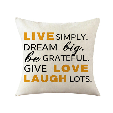 English Decorative Cushion Letters Linen Pillow Cover Pillowcase Cushion Cover for Sofa Throw Pillow Case-A