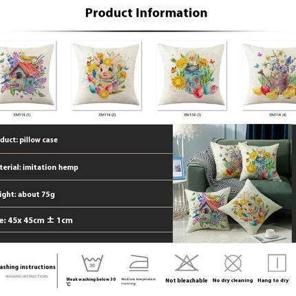 Soft Pillow Cases Easter Decorative Throw Pillow Covers Outdoor Cushion Covers for Home Sofa Decor-B