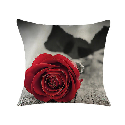 Rose Decorative Throw Pillow Covers Valentine's Day pillowcase Square Cushion Cover for Sofa