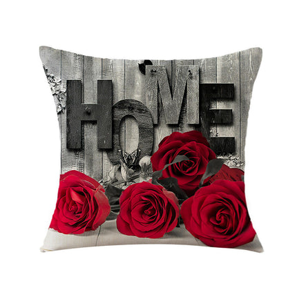 Rose Decorative Throw Pillow Covers Valentine's Day pillowcase Square Cushion Cover for Sofa