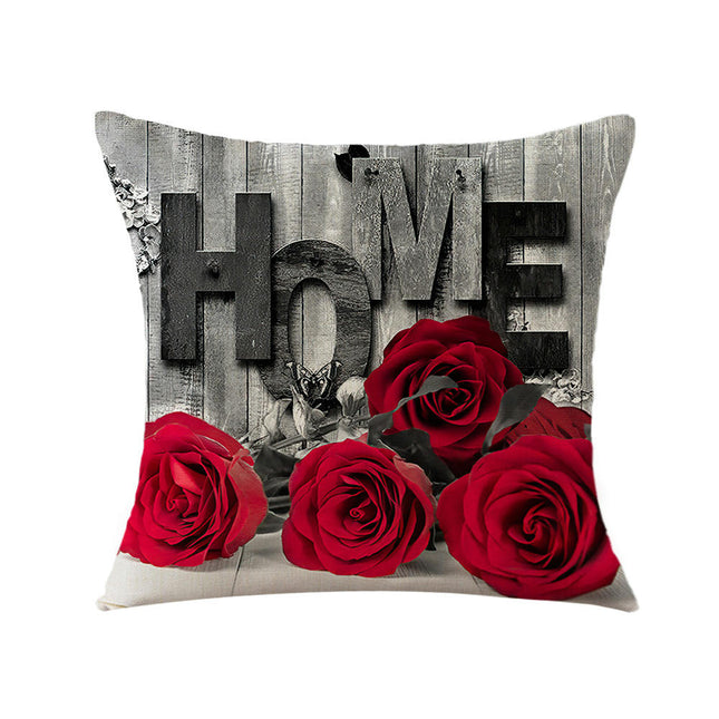 Rose Decorative Throw Pillow Covers Valentine's Day pillowcase Square Cushion Cover for Sofa