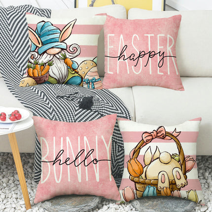 Pink Pillowcase Easter Decorative Throw Pillow Cover Square Pillow Covers For Home Living Room Sofa