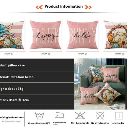 Pink Pillowcase Easter Decorative Throw Pillow Cover Square Pillow Covers For Home Living Room Sofa