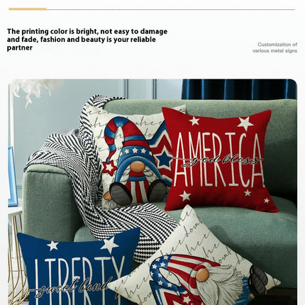 Linen Throw Pillow Covers American Independence Memorial Day Home Decor Pillowcase