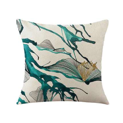 Green Plant Decorative Throw Pillow Covers Linen Cushion Covers for Sofa Couch Home Decor
