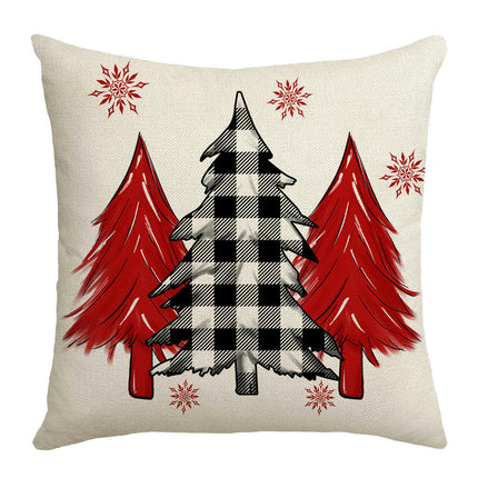 Christmas Decorations Pillow Covers Plaid Pillow Covers Linen Pillow Case for Sofa Couch Holiday Decor