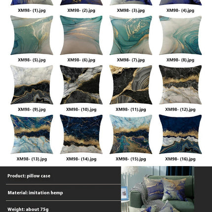 Modern marble texture Throw Pillow Covers Gold Pillow Covers,Decorative Cushion Covers for Sofa