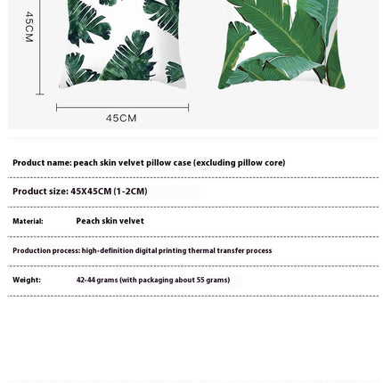 Decorative Throw Pillow Covers Summer Green Plants Square Pillow Cases Outdoor Sofa Home Decor Cushion Covers