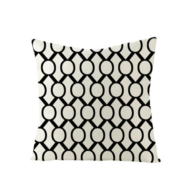 Throw Pillow Cover Black White Square Pillowcases, Decorative Geometry Cushion Cover for Sofa Home Decor