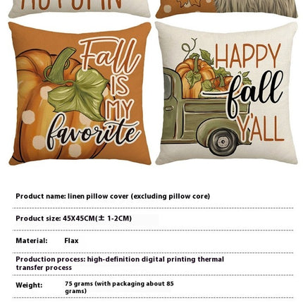 Throw Pillow Covers Pumpkin Maple leaf Autumn Decor Thanksgiving Decorative For Home Sofa Bed-A