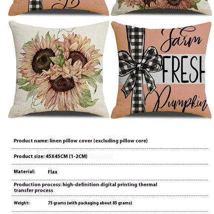 Flowers Throw Pillow Cover, Pumpkin Decorative Cushion Case Home Thanksgiving Pillowcase Decor for Sofa