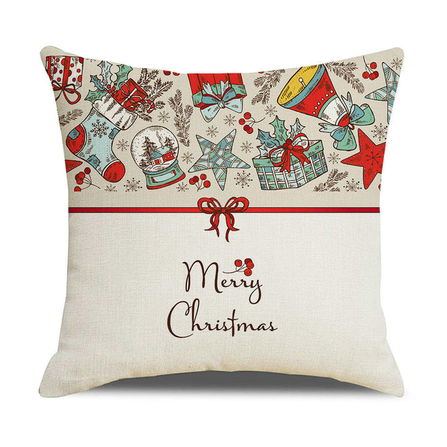 Merry Christmas Pillow Cover Christmas Snowflake Throw Pillow Case Square Decorative Cushion Cover for Sofa