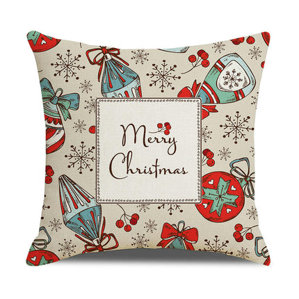 Merry Christmas Pillow Cover Christmas Snowflake Throw Pillow Case Square Decorative Cushion Cover for Sofa