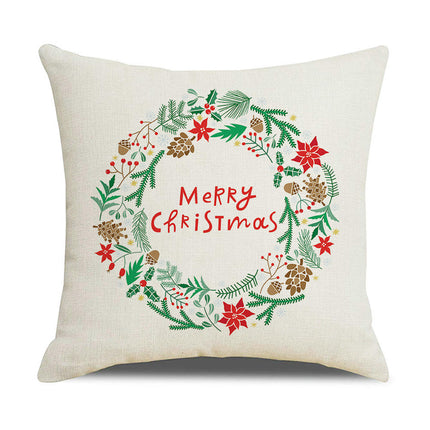 Merry Christmas Pillow Cover Christmas Snowflake Throw Pillow Case Square Decorative Cushion Cover for Sofa