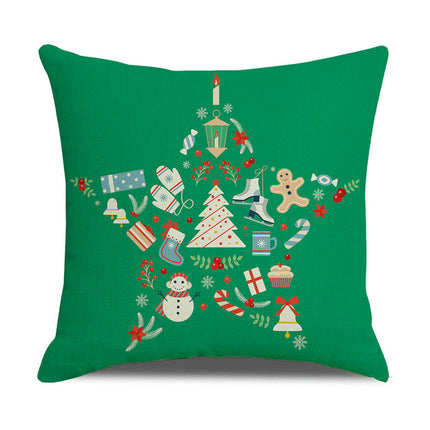 Merry Christmas Pillow Cover Christmas Snowflake Throw Pillow Case Square Decorative Cushion Cover for Sofa