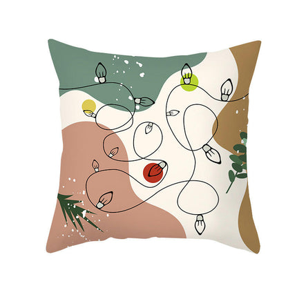 Merry Christmas Pillow Cover Abstract Christmas Throw Pillow Case Decorative Cushion Cover for Sofa