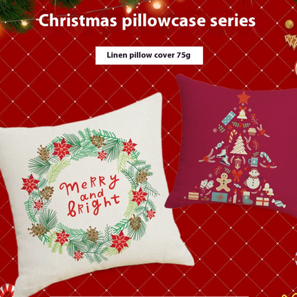 Merry Christmas Pillow Cover Christmas Snowflake Throw Pillow Case Square Decorative Cushion Cover for Sofa
