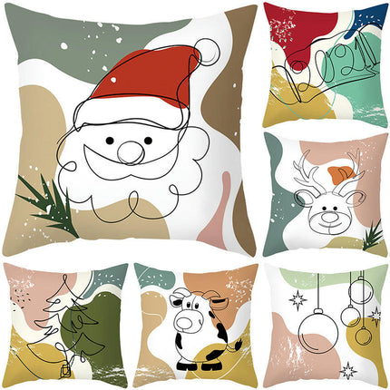 Merry Christmas Pillow Cover Abstract Christmas Throw Pillow Case Decorative Cushion Cover for Sofa