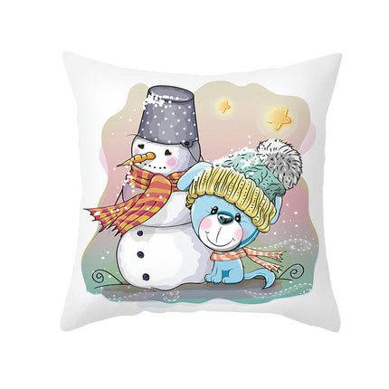 Snowman Throw Pillow Case Merry Christmas Pillow Cover Decorative Cushion Cover for Home Sofa
